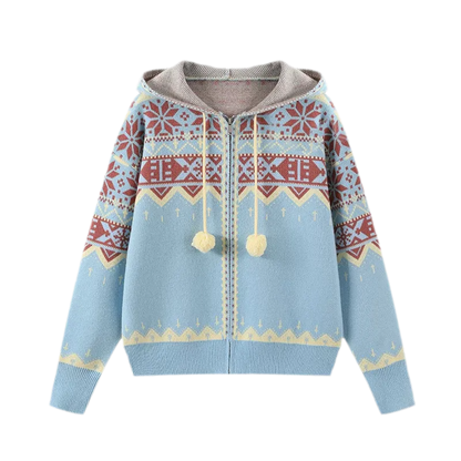 Fair Isle Hooded Zip Cardigan