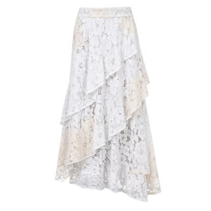 Spray-Dyed Lace Asymmetric Skirt