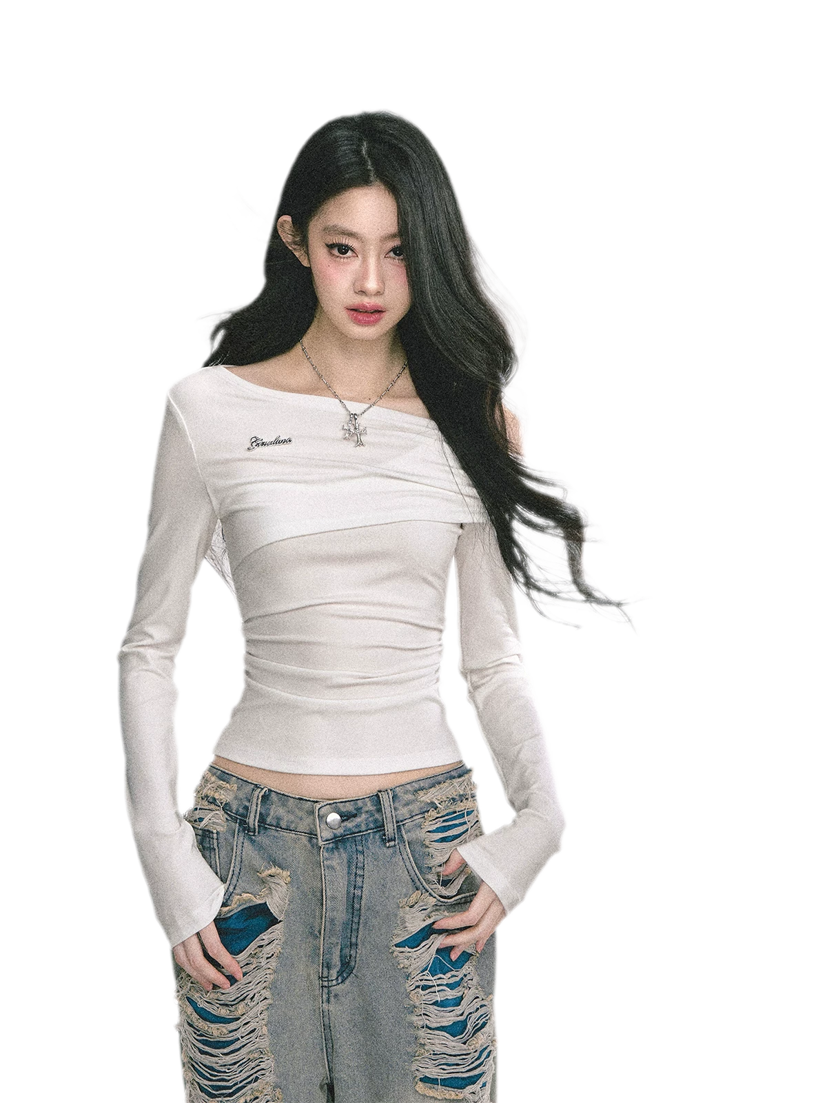 Lace Cutout Shoulder Tee