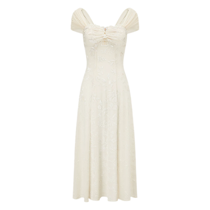 Floral Textured Ruched Maxi Dress