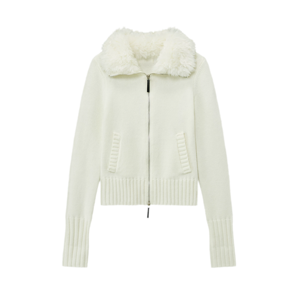 Wool Ribbed Fitted Cardigan