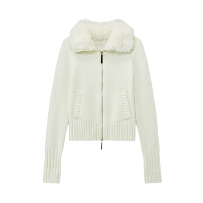 Wool Ribbed Fitted Cardigan