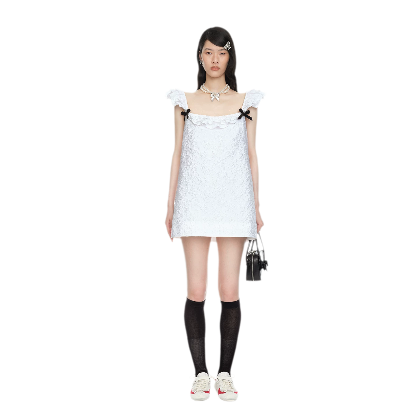 Ruffled Bow A-Line Mini Dress