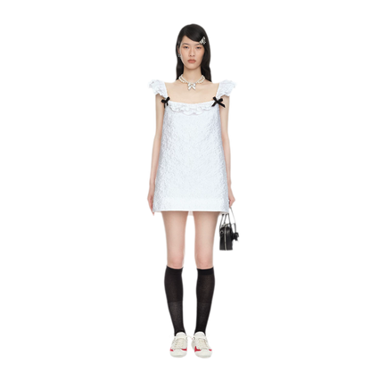 Ruffled Bow A-Line Mini Dress