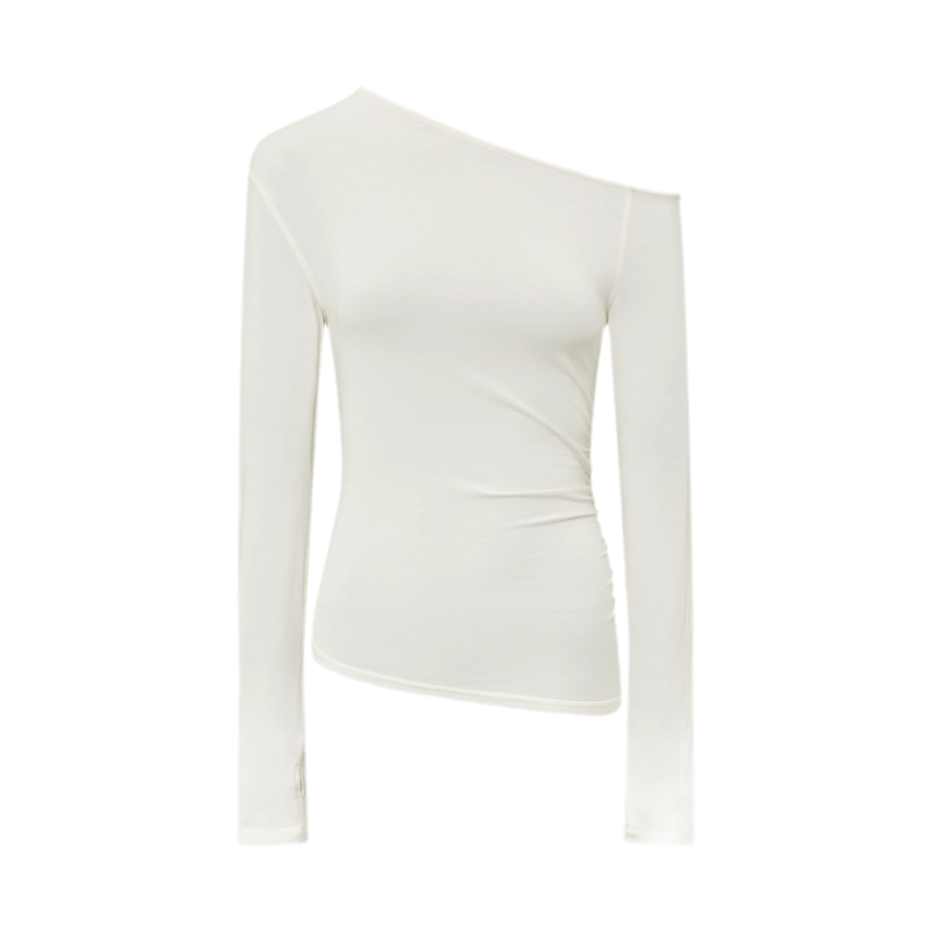 Wool Blend One-Shoulder Top