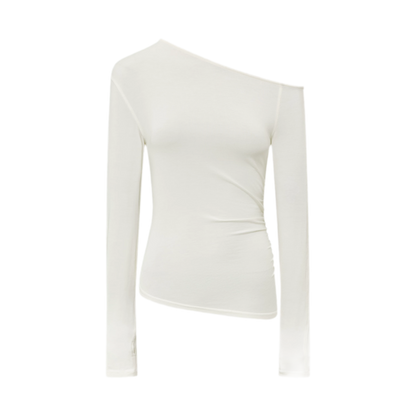 Wool Blend One-Shoulder Top