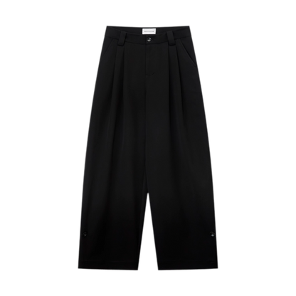 Double Pleat Wide-Leg Suit Pants