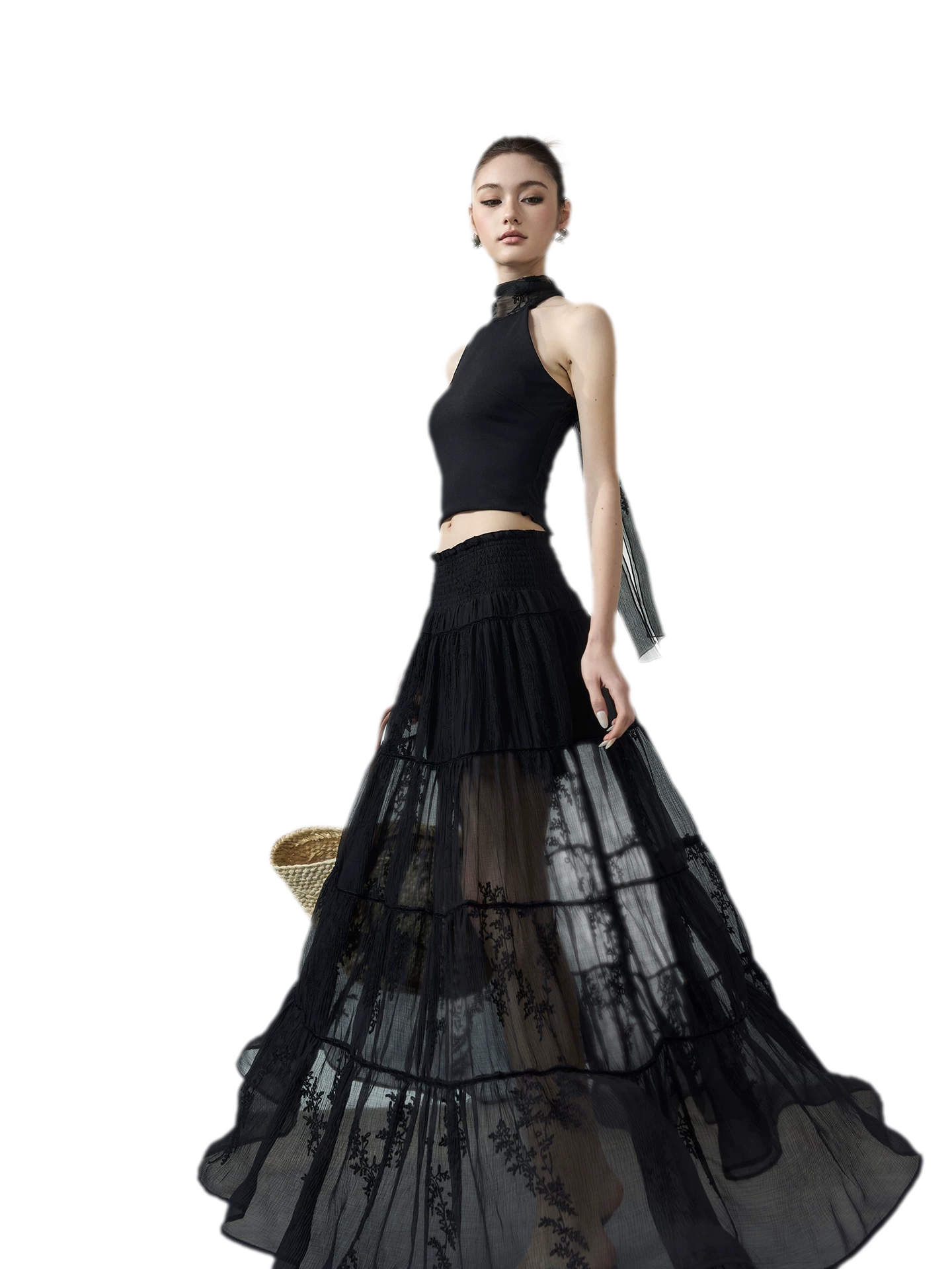 Tiered Lace Maxi Skirt