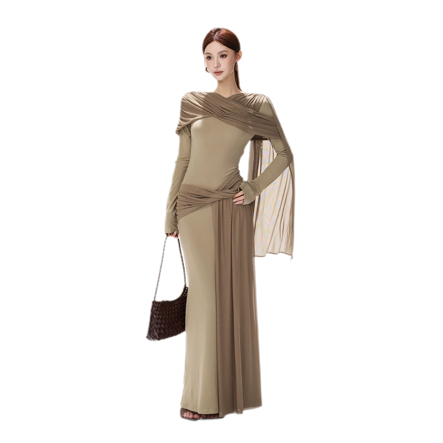 Contrast Sash Mermaid Knit Dress