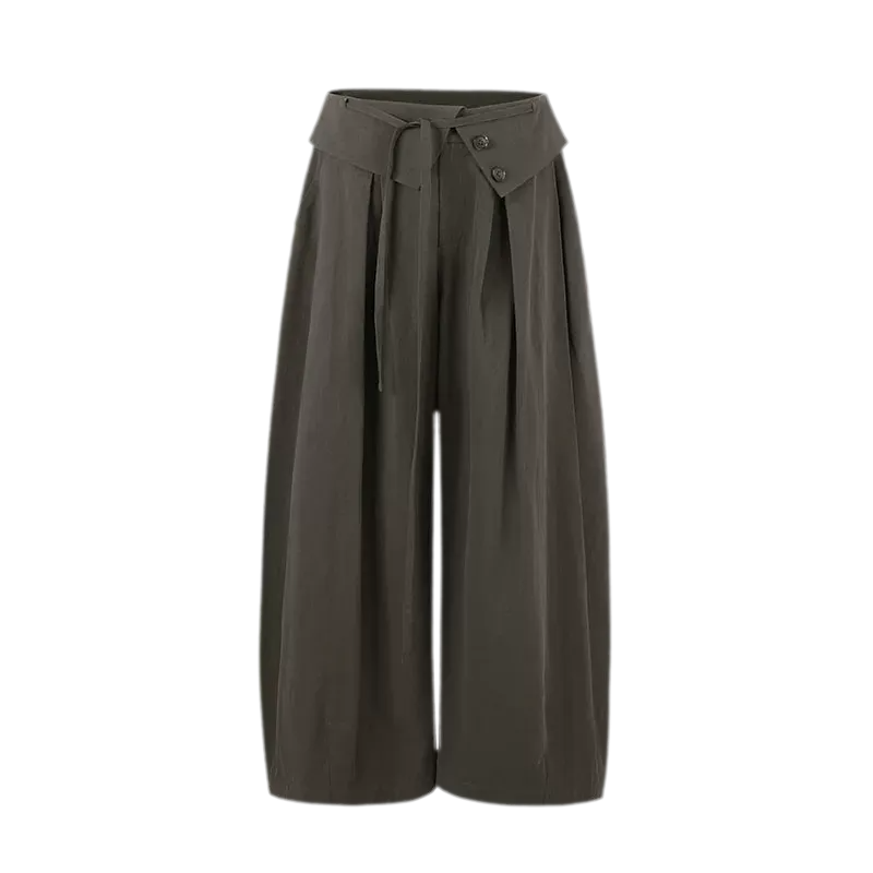Lyocell Pleated Wide-Leg Trousers