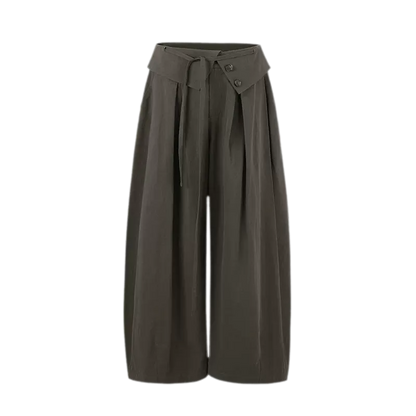 Lyocell Pleated Wide-Leg Trousers
