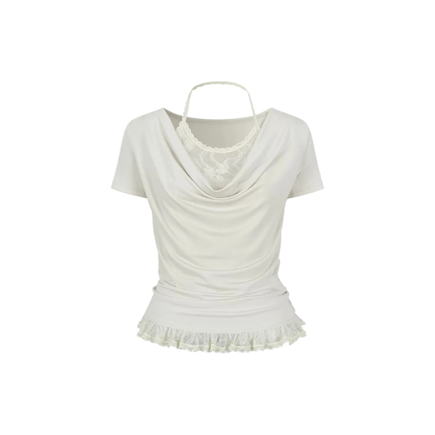 Ballet White Lace Halter Neck T-shirt