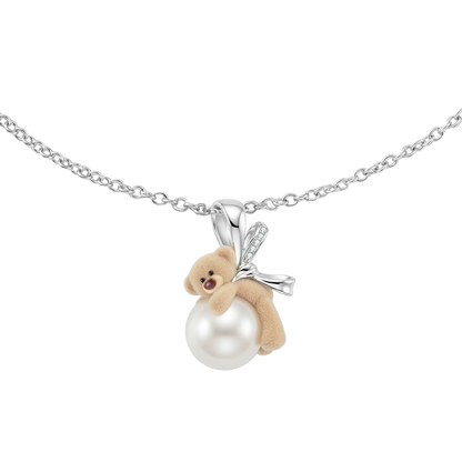 Bear Hug Pearl Pendant Necklace