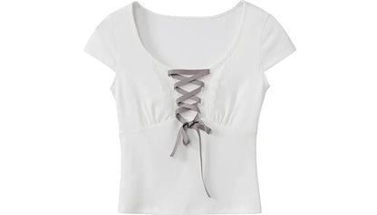 Ribbon U-Neck Knit Top