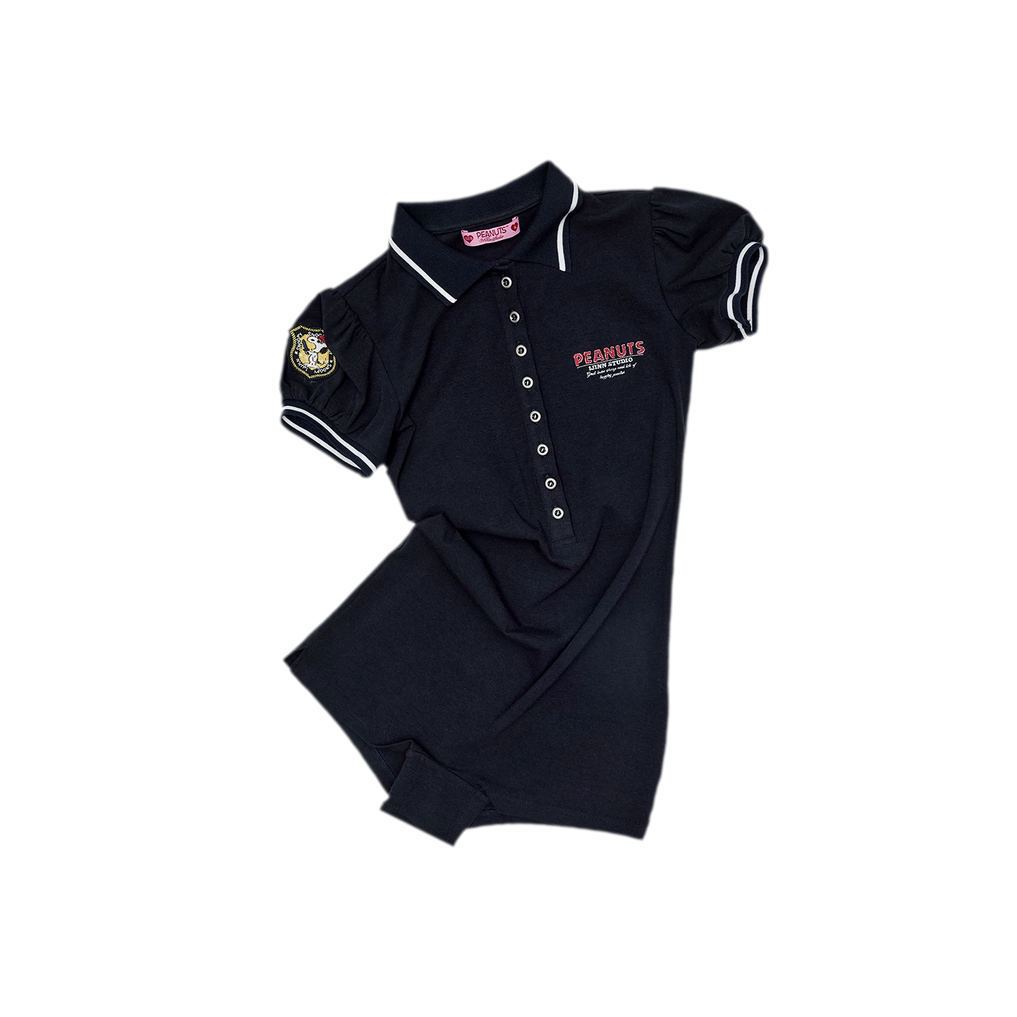 x Snoopy Navy Puff Sleeve Slim Polo Romper