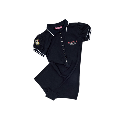x Snoopy Navy Puff Sleeve Slim Polo Romper