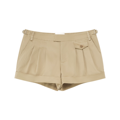 Pleated Twill Shorts