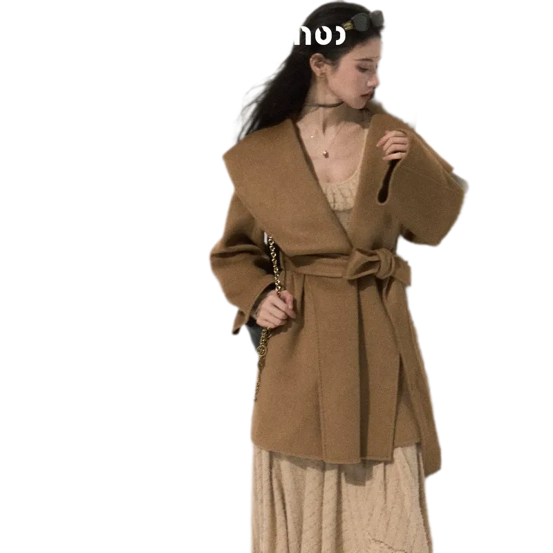 Double-Faced Wool Belted Coat