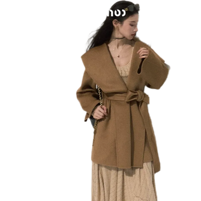 Double-Faced Wool Belted Coat