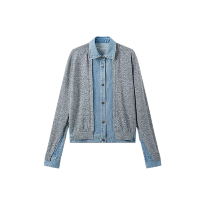 Wool Contrast Lapel Knit Cardigan