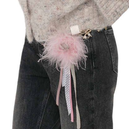 Feather Flower Statement Brooch