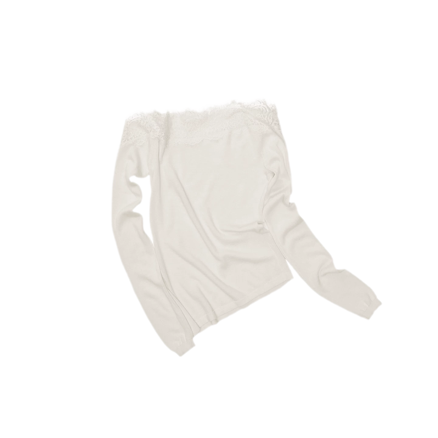Acetate Cashmere Lace Knit Top