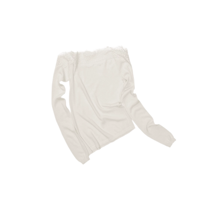 Acetate Cashmere Lace Knit Top