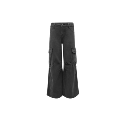 Washed Cargo Wide-Leg Pants
