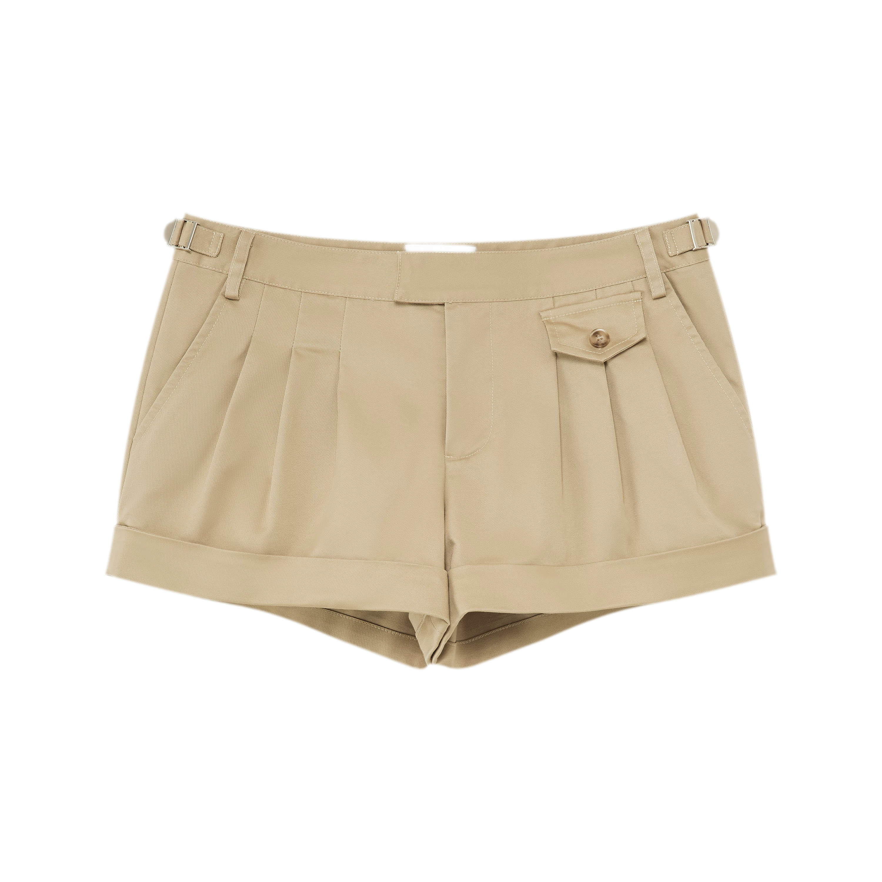 Pleated Twill Shorts