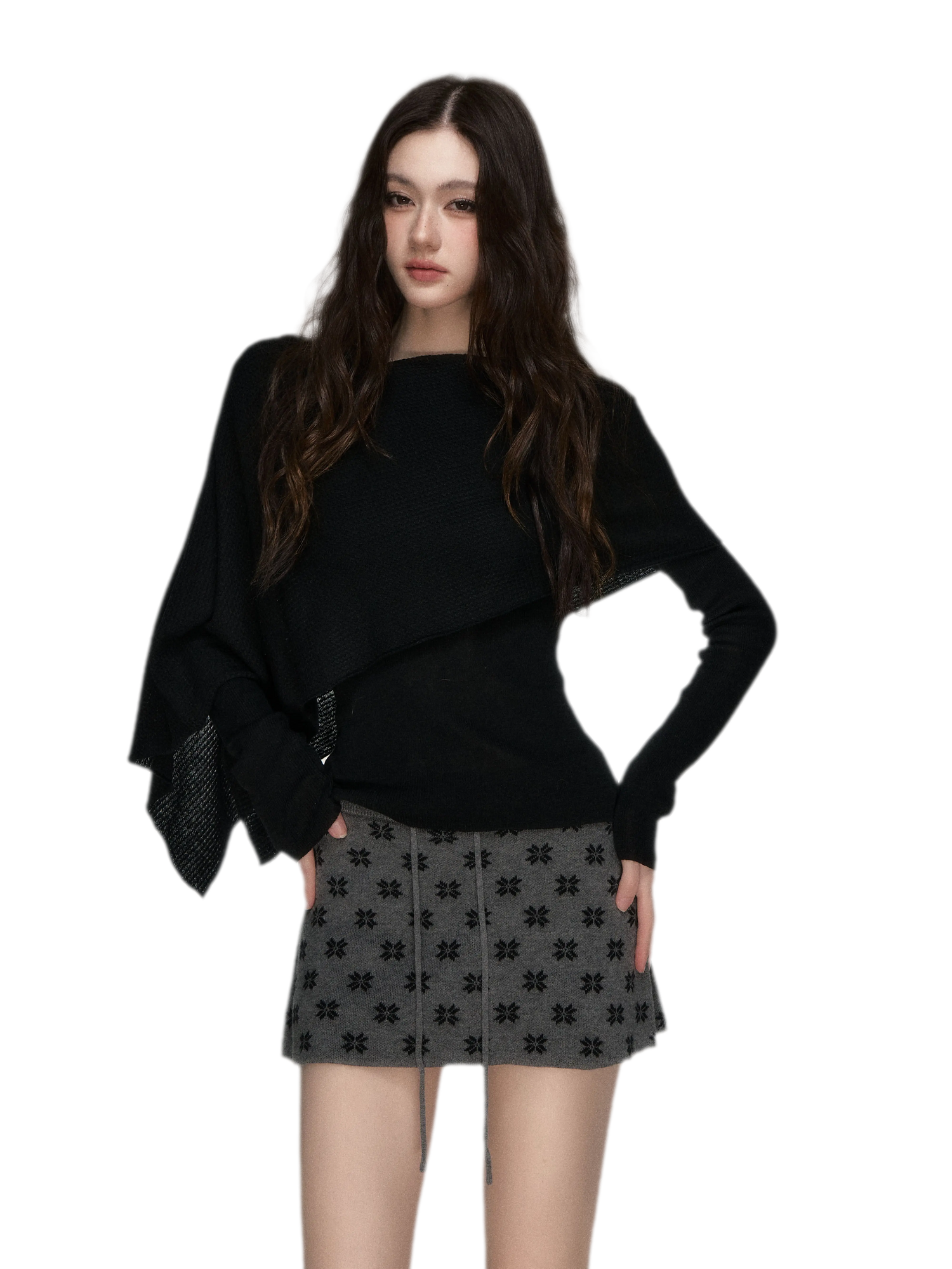 Stretch Shawl Cape Sweater