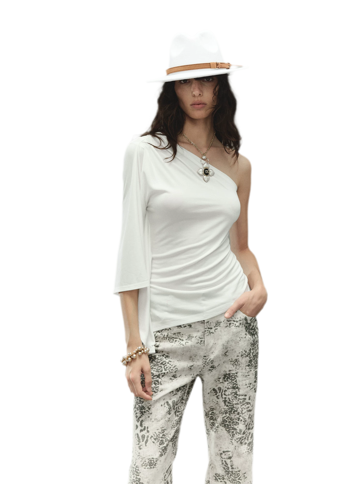 Lenzing Modal One-Piece Batwing Sleeve Asymmetric Top
