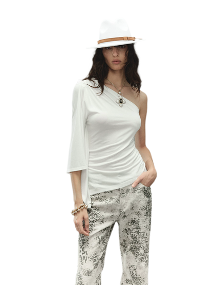 Lenzing Modal One-Piece Batwing Sleeve Asymmetric Top