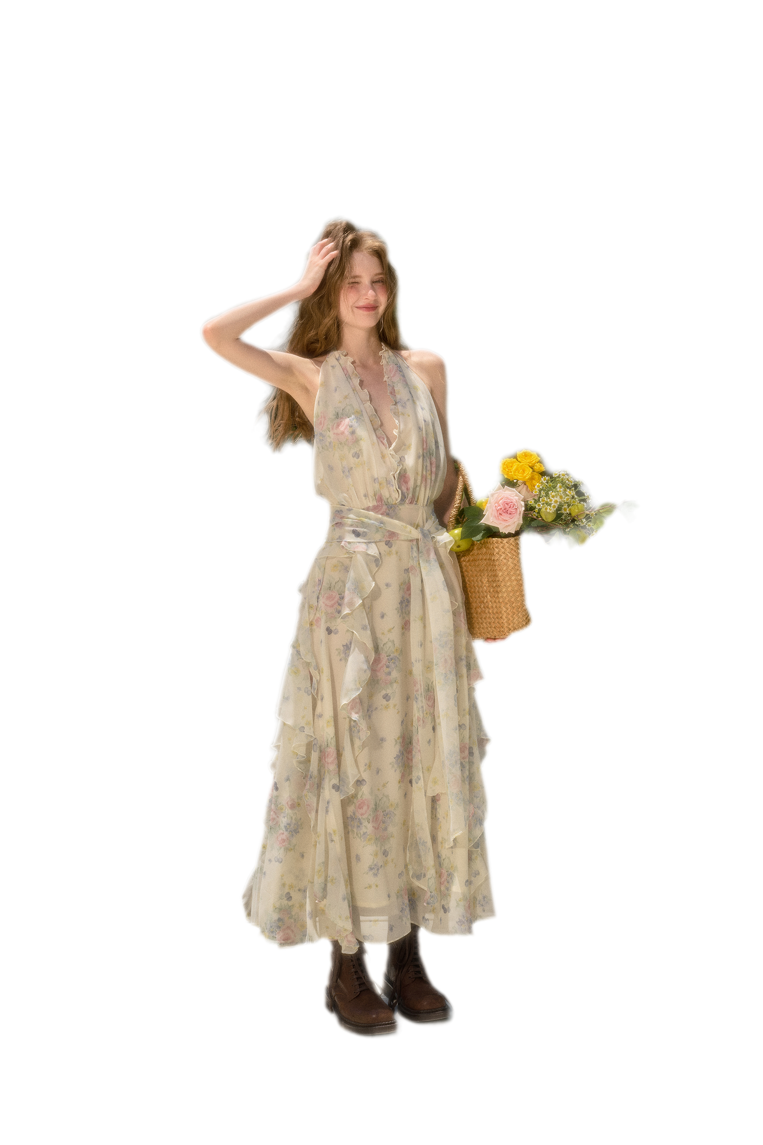 Blossom Ruffle Halter Dress