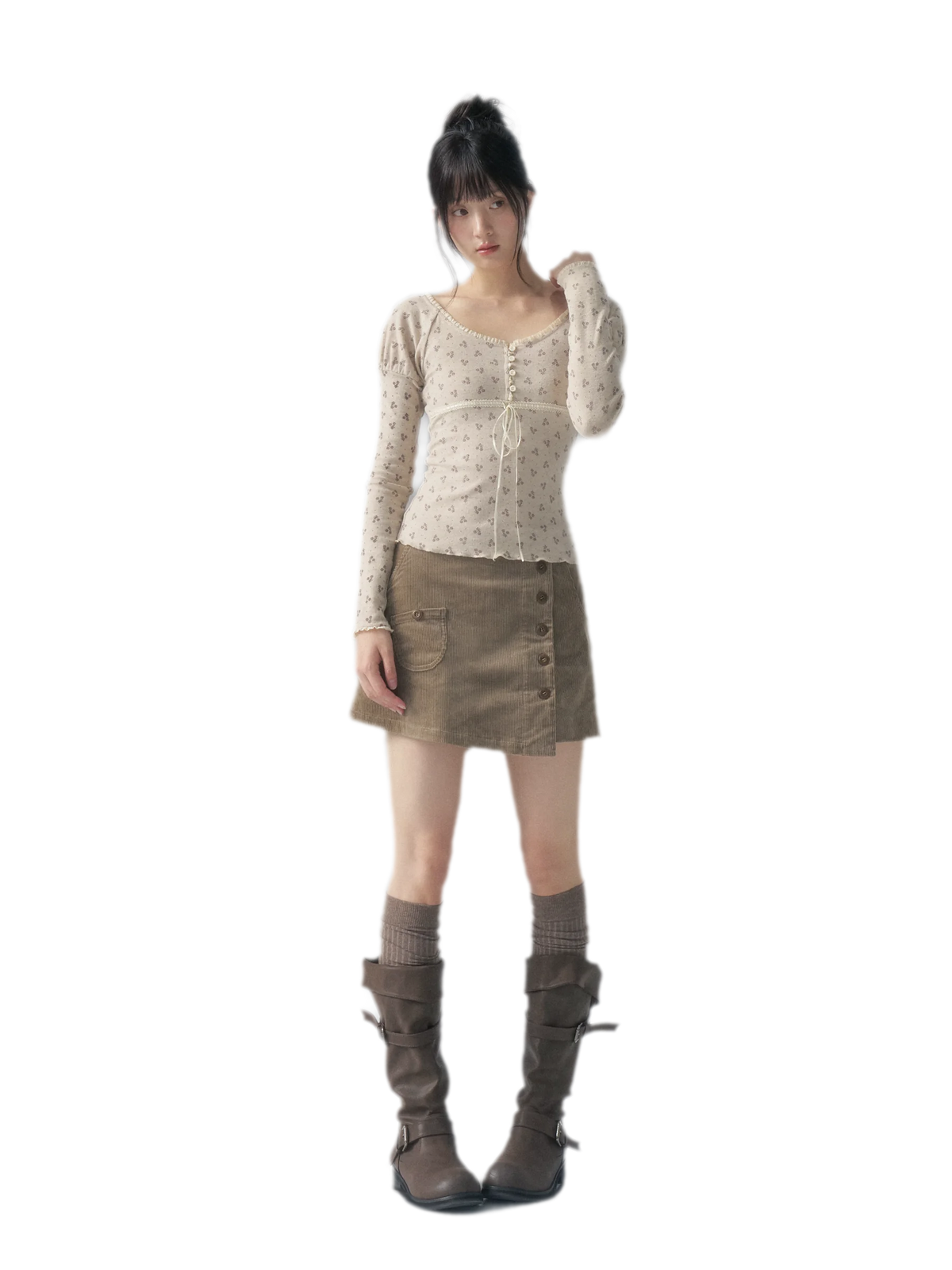 Floral Trim Fitted Top