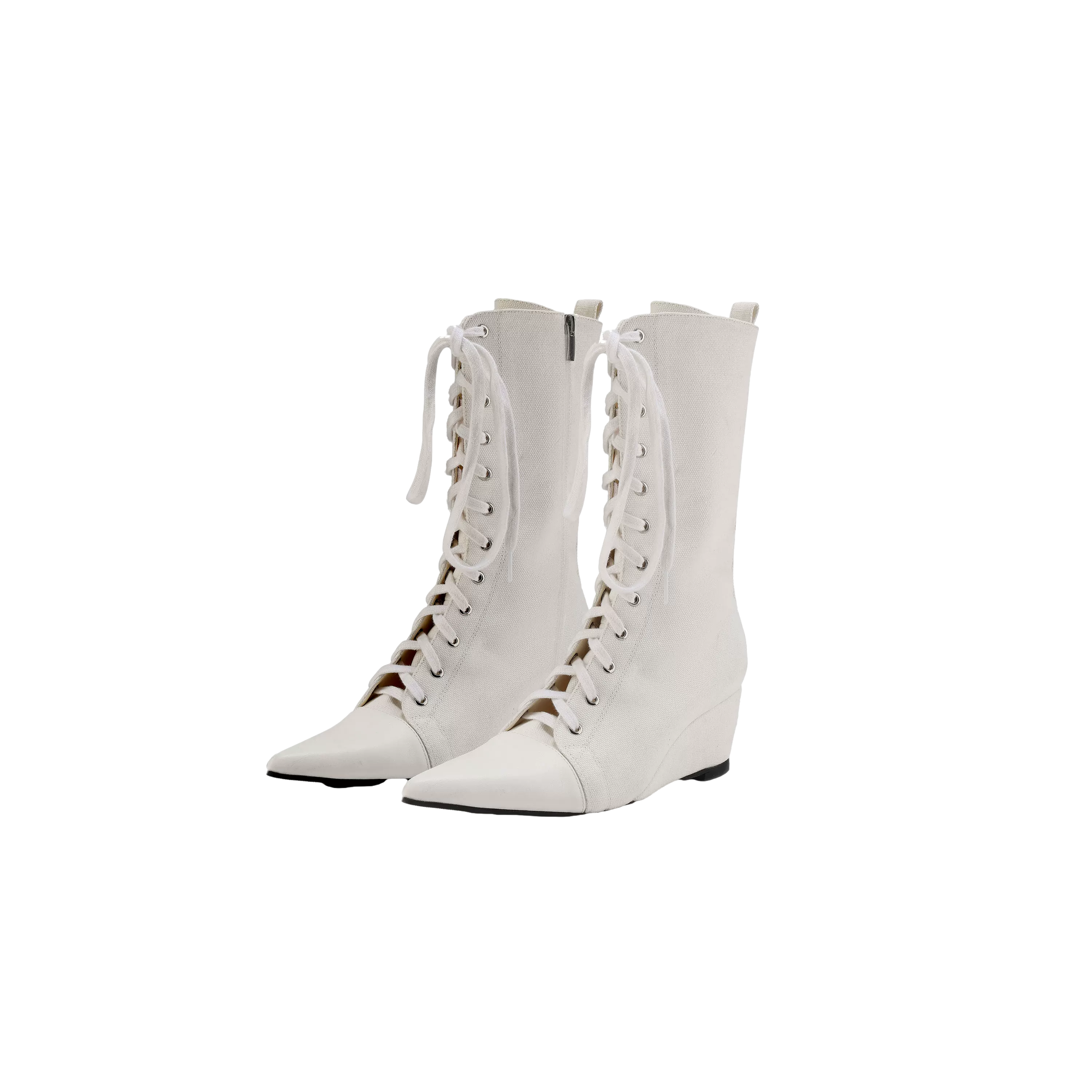 Canvas Pointed Toe Boots