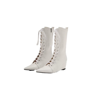 Canvas Pointed Toe Boots