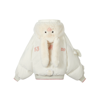 Doudoune rembourrée en duvet avec ours en peluche