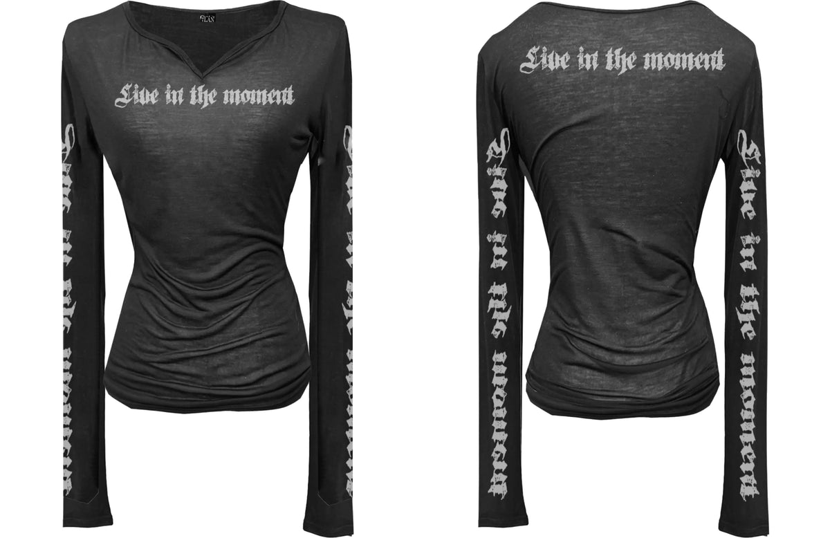 Ruched Graphic Fitted Long Sleeve