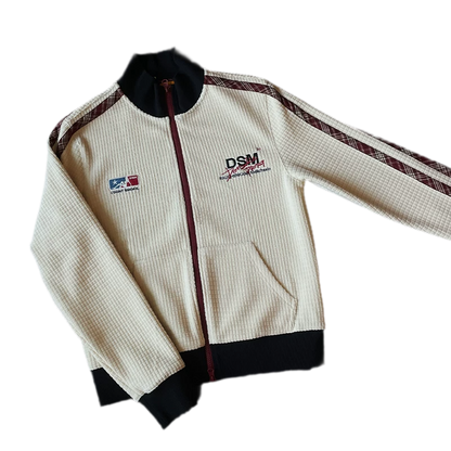 Waffle Knit Colorblock Zip-Up Cardigan