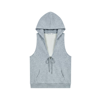 U-Neck Hoodie Vest Set