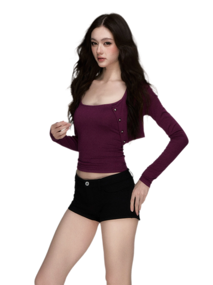 Soft Fitted Layered Top Set