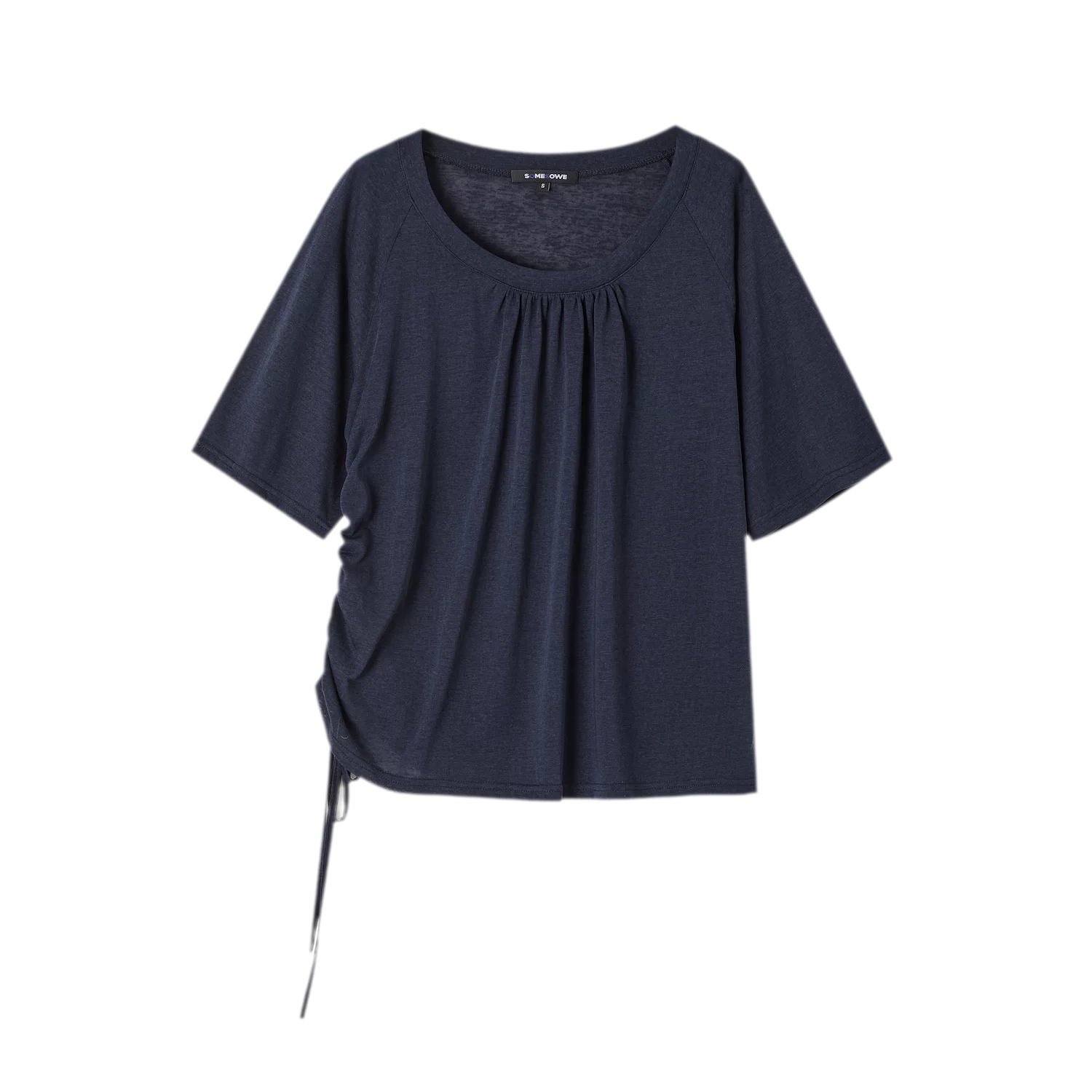 V-Neck Ruched Knit Tee