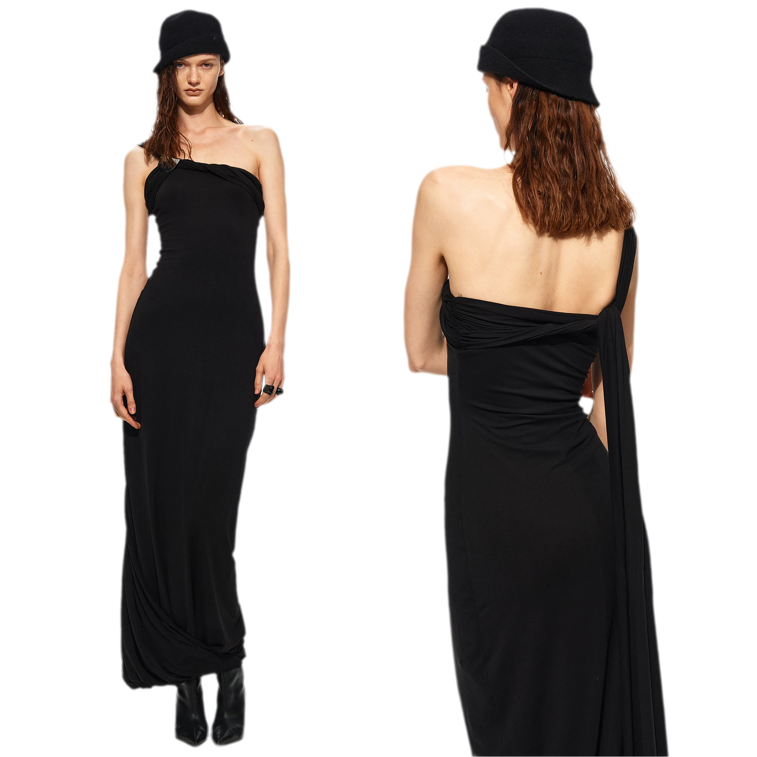 One-Shoulder Halter Maxi Dress
