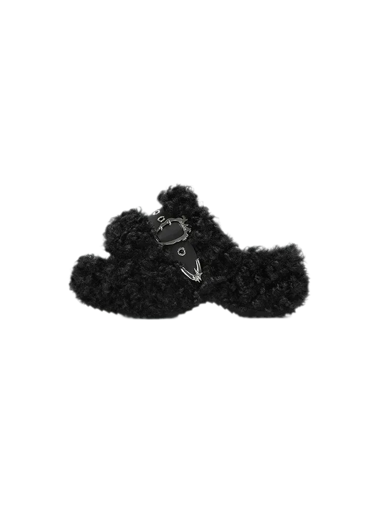 Teddy Fur Platform Mules