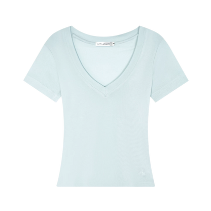 Blue V-Neck Slim Fit Short Sleeve T-Shirt