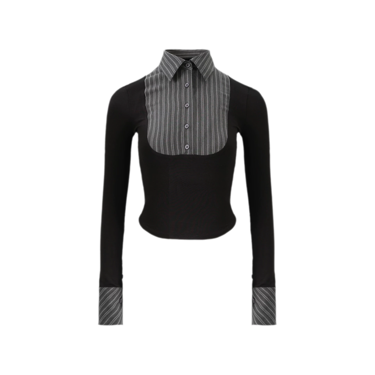 Striped Contrast Collar Shirt Top