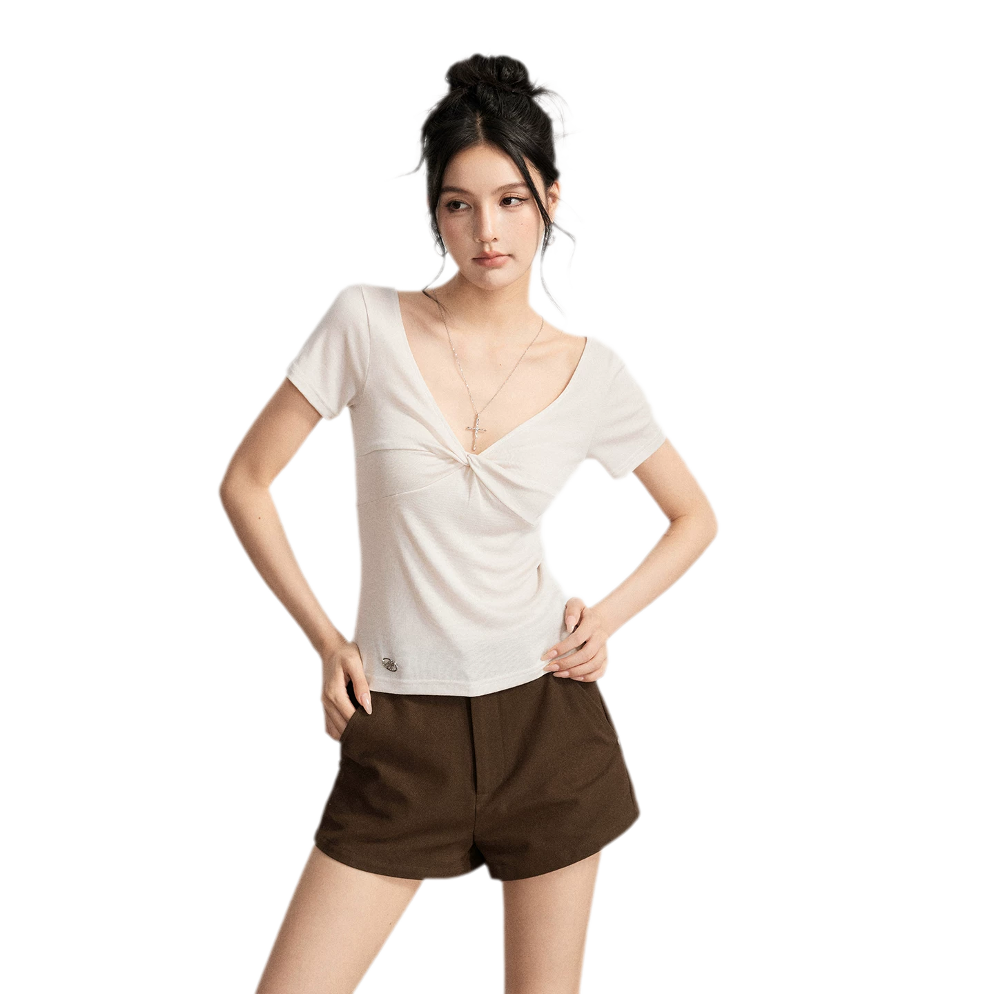 V-Neck Ruched Summer Top