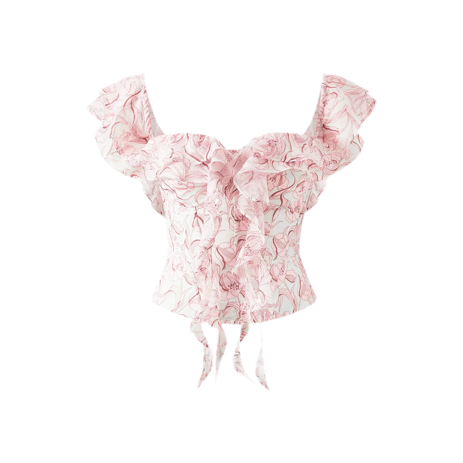 Ruffled Boned Bustier Top