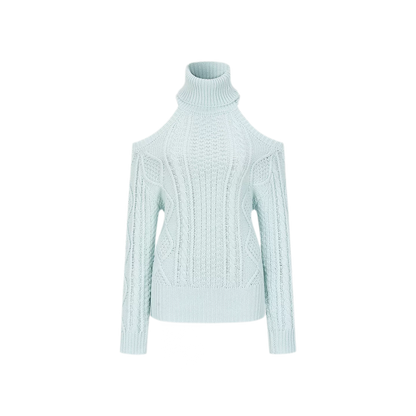 Cable-Knit Cutout Turtleneck Sweater