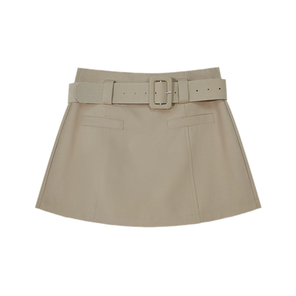 Twill Belted A-Line Skort